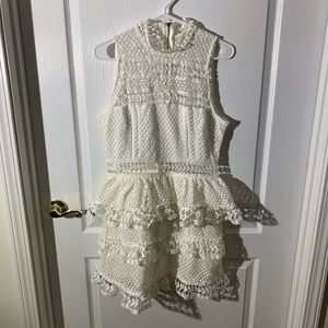 White lace Jr. Sz. Lg. Sleeveless Dress. Flouncy!